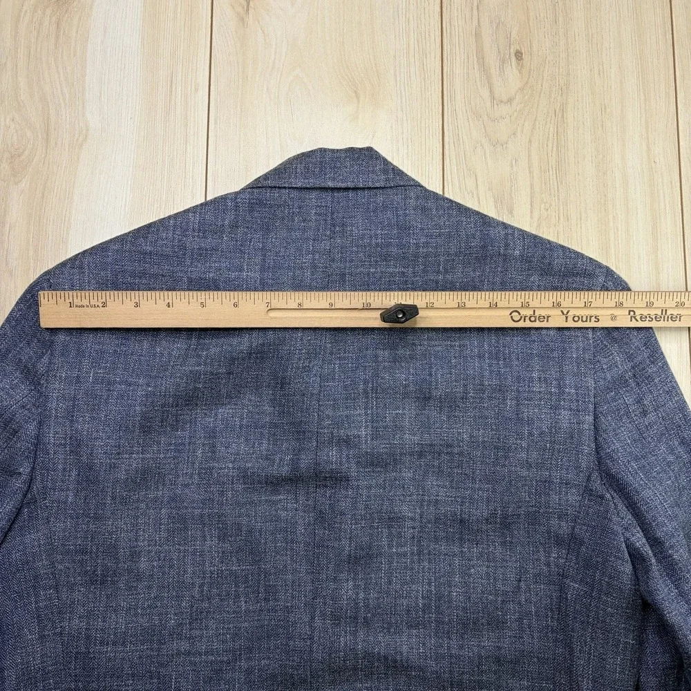 Joseph Abboud Indigo Blue E.THOMAS Wool Silk Linen Chambray Blue Blazer Mens 40R